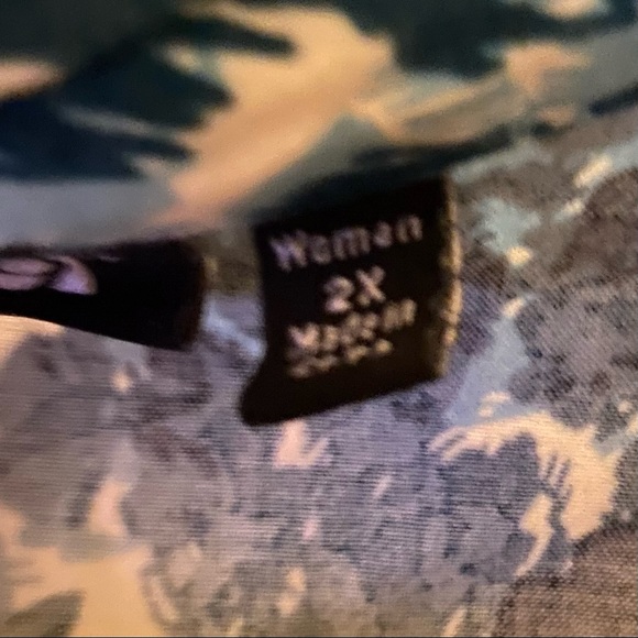 Apt.9 button down shirt BLUE & BLACK collared empire waist 3/4 sleeve si… - Picture 7 of 9